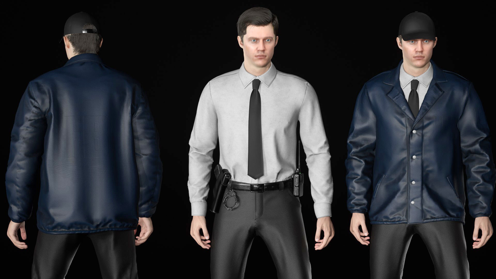 Man - Agent Outfit - Modular - Rigged Low-poly 3D model_18