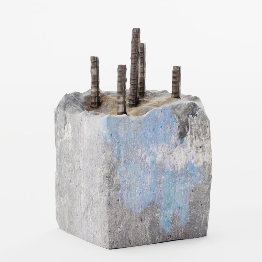 Broken Concrete with Rebar - 2 asset pack Low-poly 3D model_1