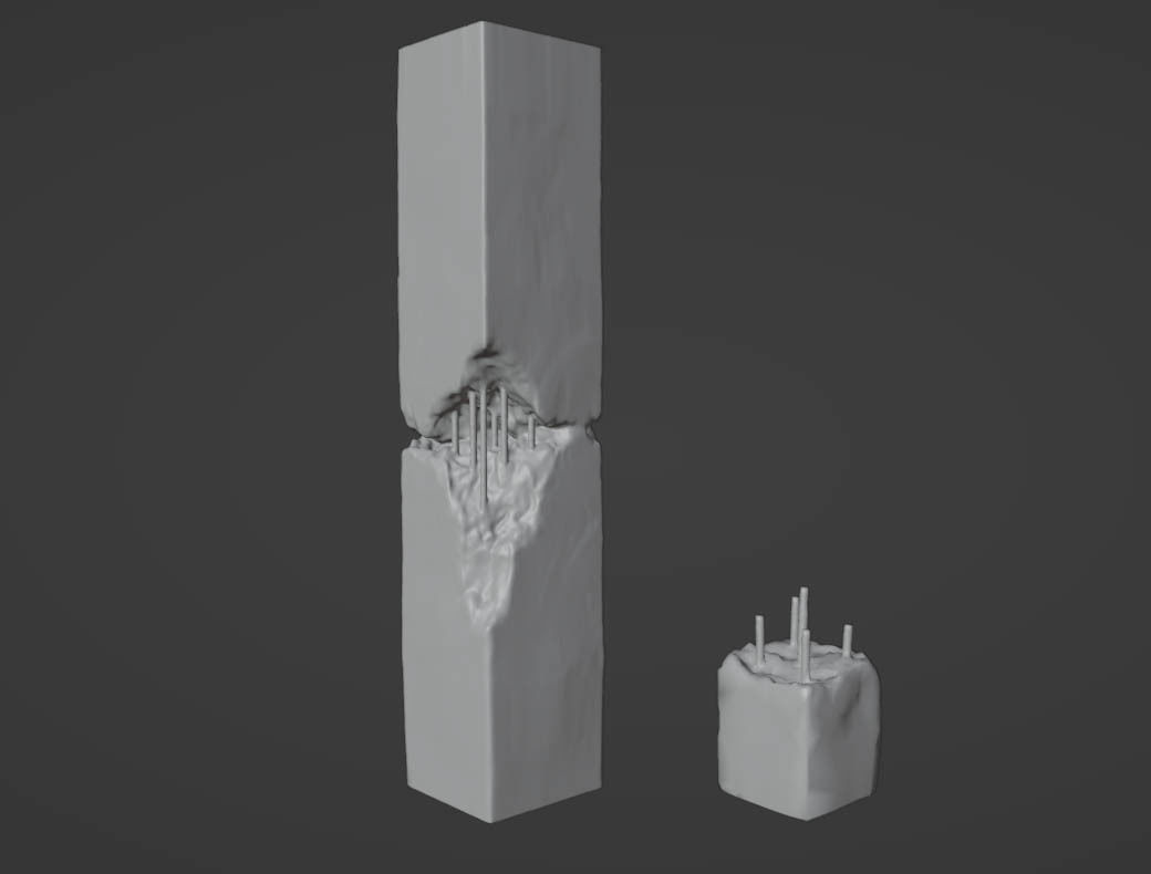 Broken Concrete with Rebar - 2 asset pack Low-poly 3D model_5