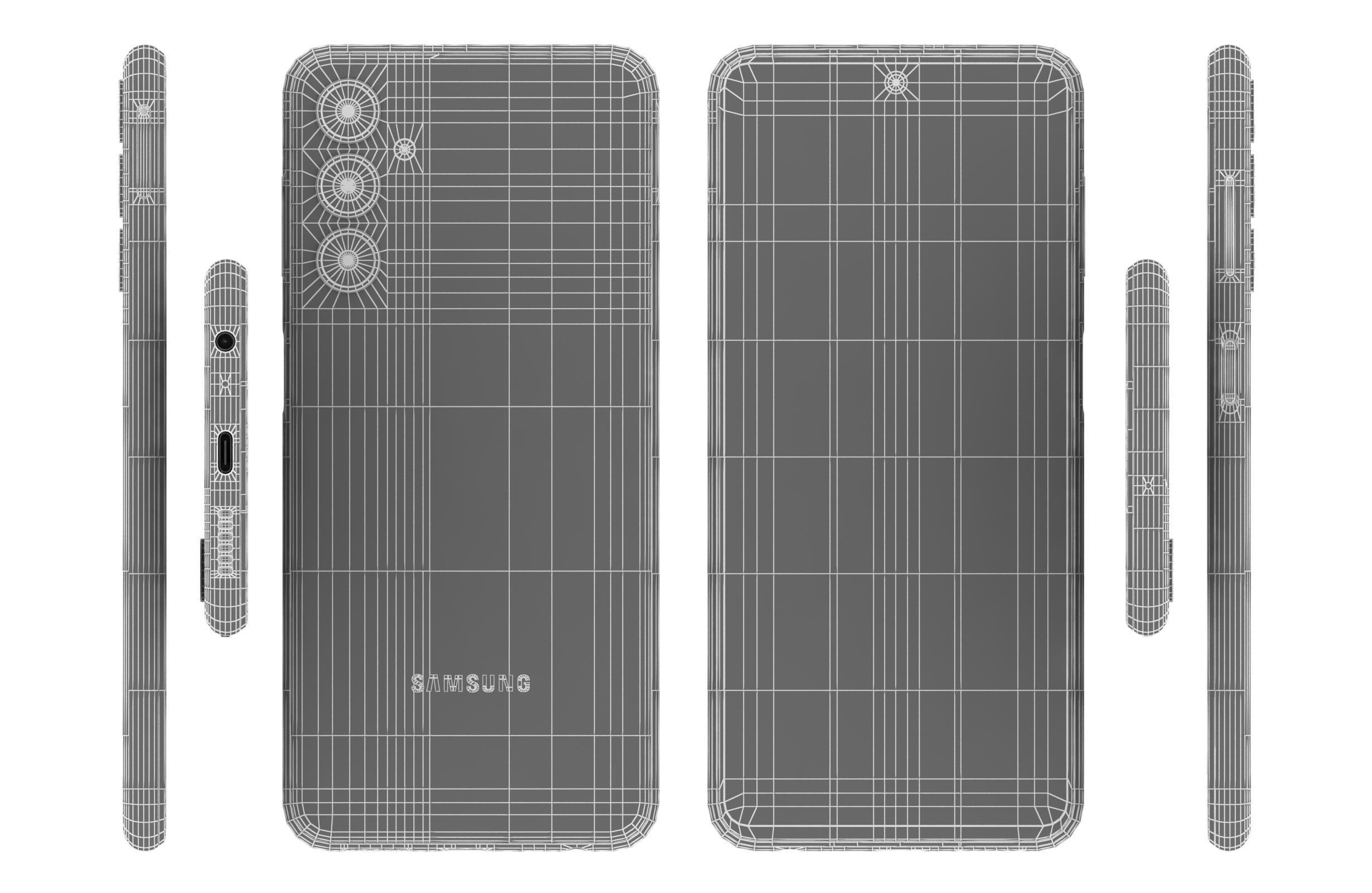 Samsung Galaxy F54 Blue And White Low-poly 3D model_25