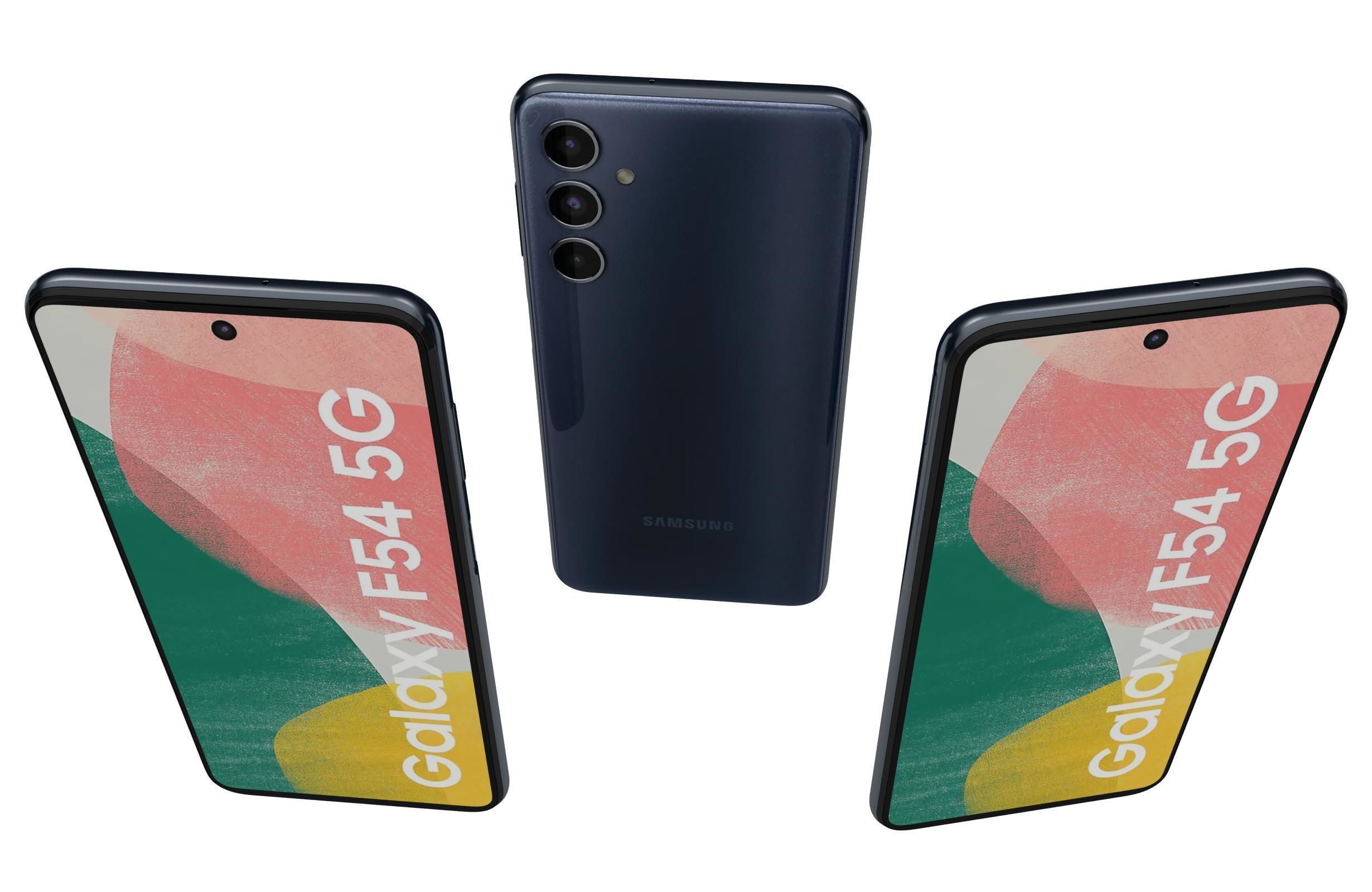 Samsung Galaxy F54 Blue And White Low-poly 3D model_4