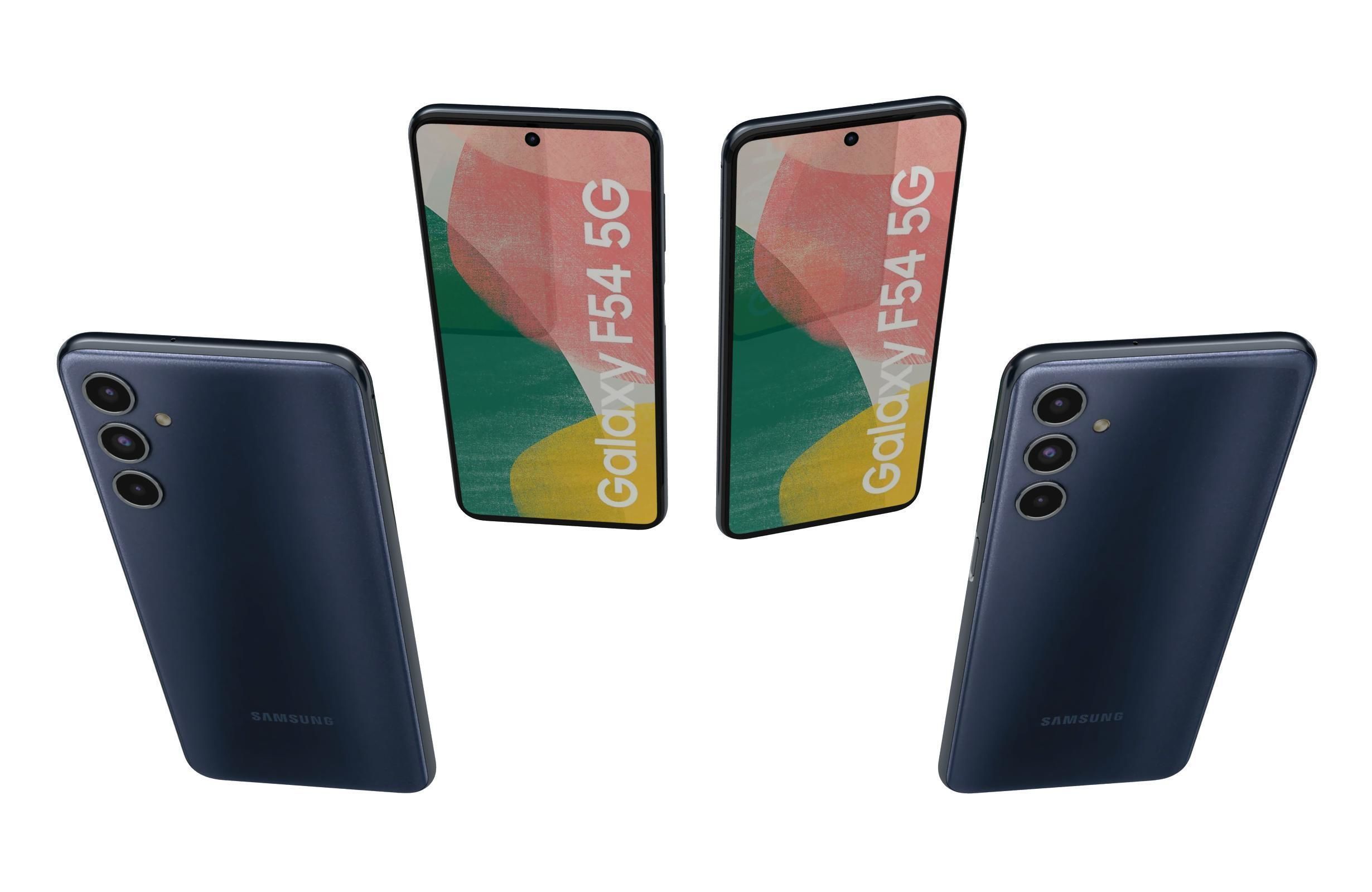 Samsung Galaxy F54 Blue And White Low-poly 3D model_6