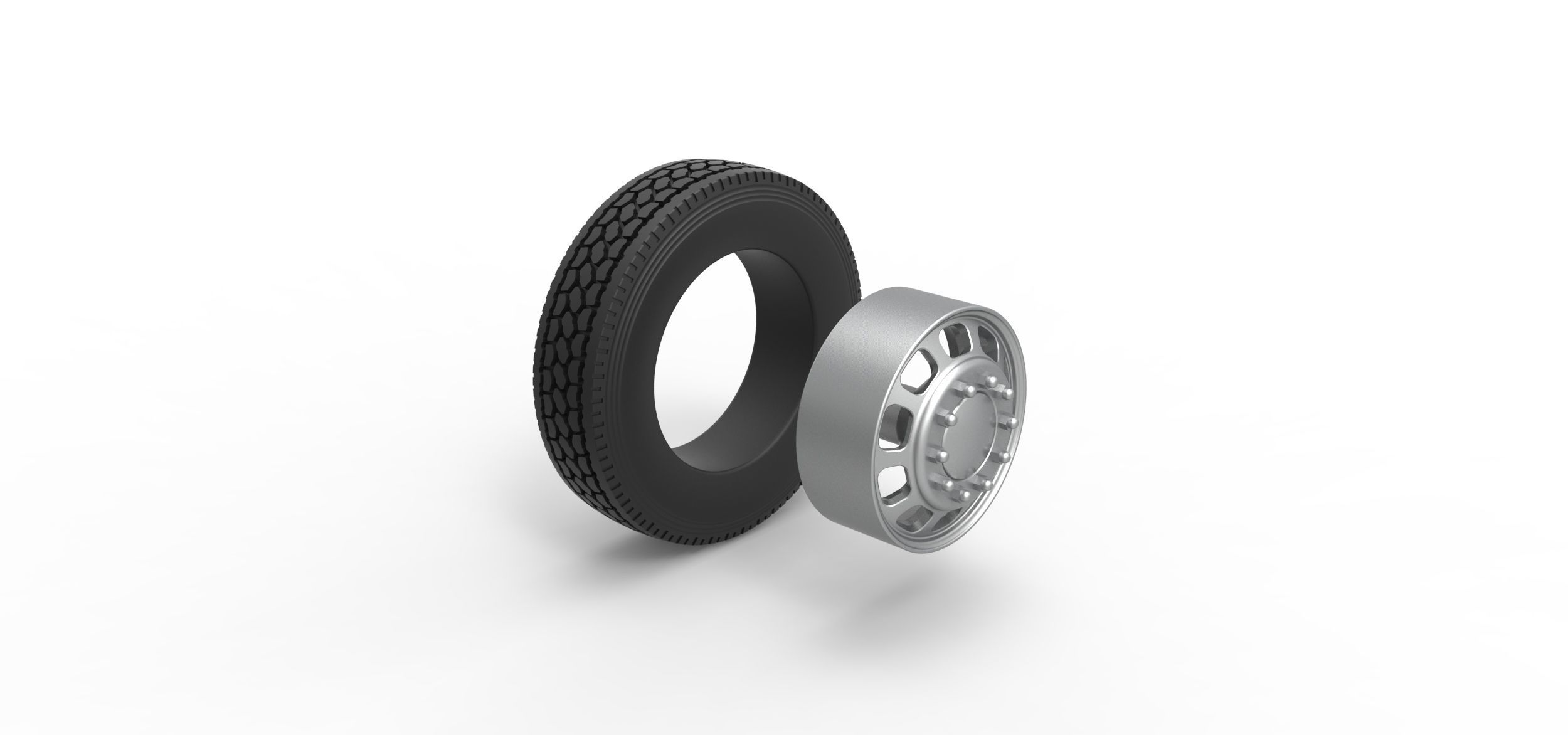 Front custom wheel of semi truck Version 3 Scale 1 to 25 3D print model_8