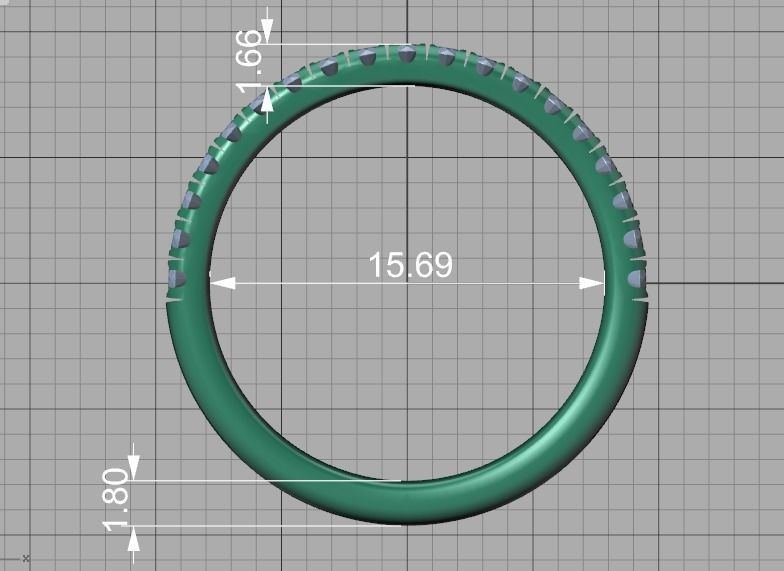 French Pave Half Eternity Diamond Stackable Band ring 19 stones 3D print model_5