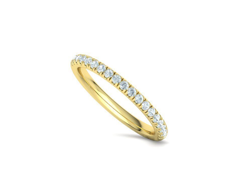French Pave Half Eternity Diamond Stackable Band ring 19 stones 3D print model_37