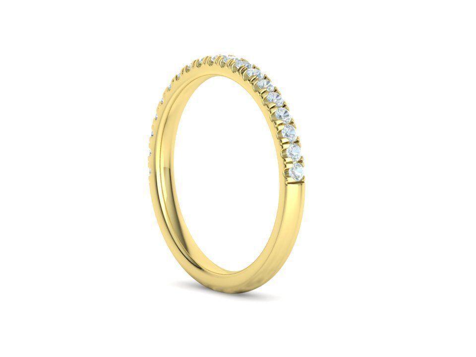 French Pave Half Eternity Diamond Stackable Band ring 19 stones 3D print model_28