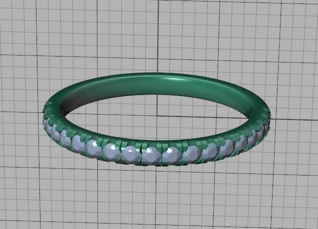 French Pave Half Eternity Diamond Stackable Band ring 19 stones 3D print model_42