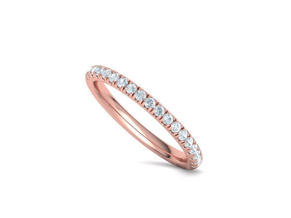 French Pave Half Eternity Diamond Stackable Band ring 19 stones 3D print model_36