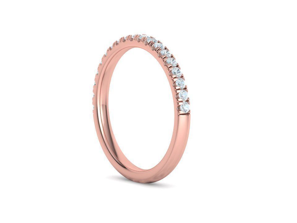 French Pave Half Eternity Diamond Stackable Band ring 19 stones 3D print model_27