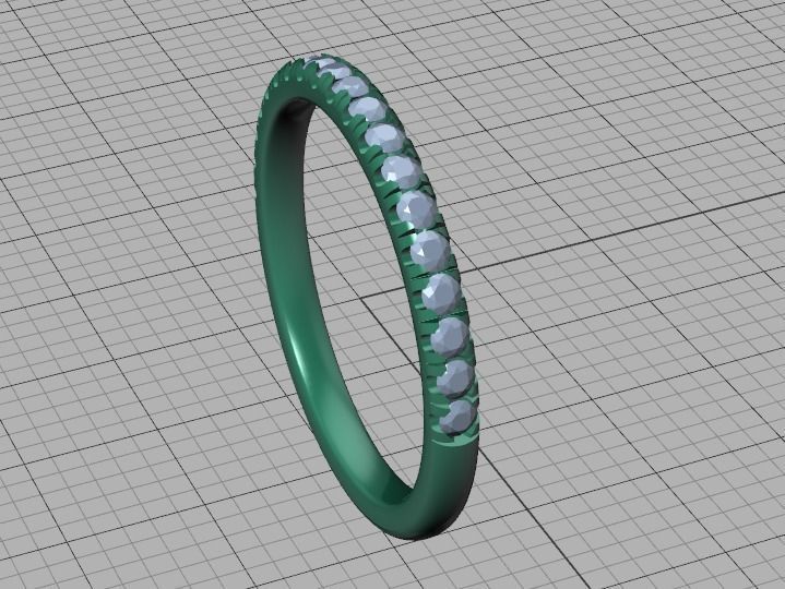 French Pave Half Eternity Diamond Stackable Band ring 19 stones 3D print model_45