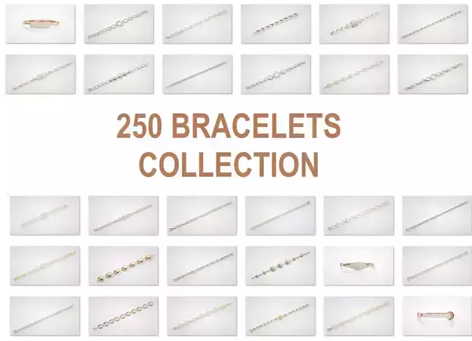 250 High Jewelry Bracelet Collection 3dm stl renders details