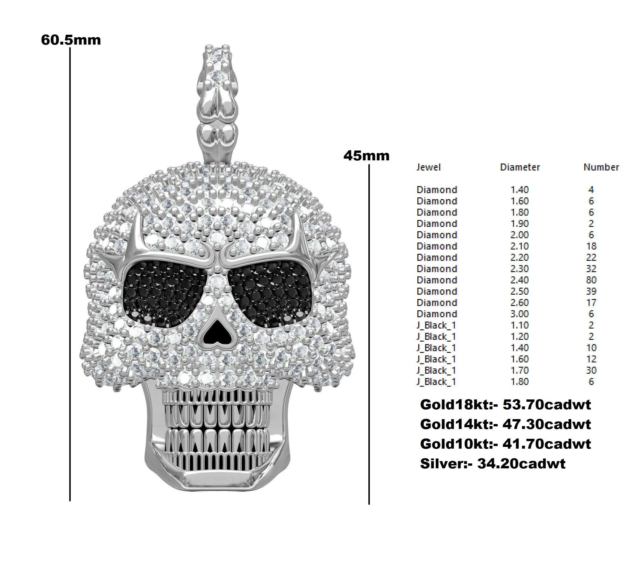 Skull and Bone Iced Diamond Pendant 3D print model_12