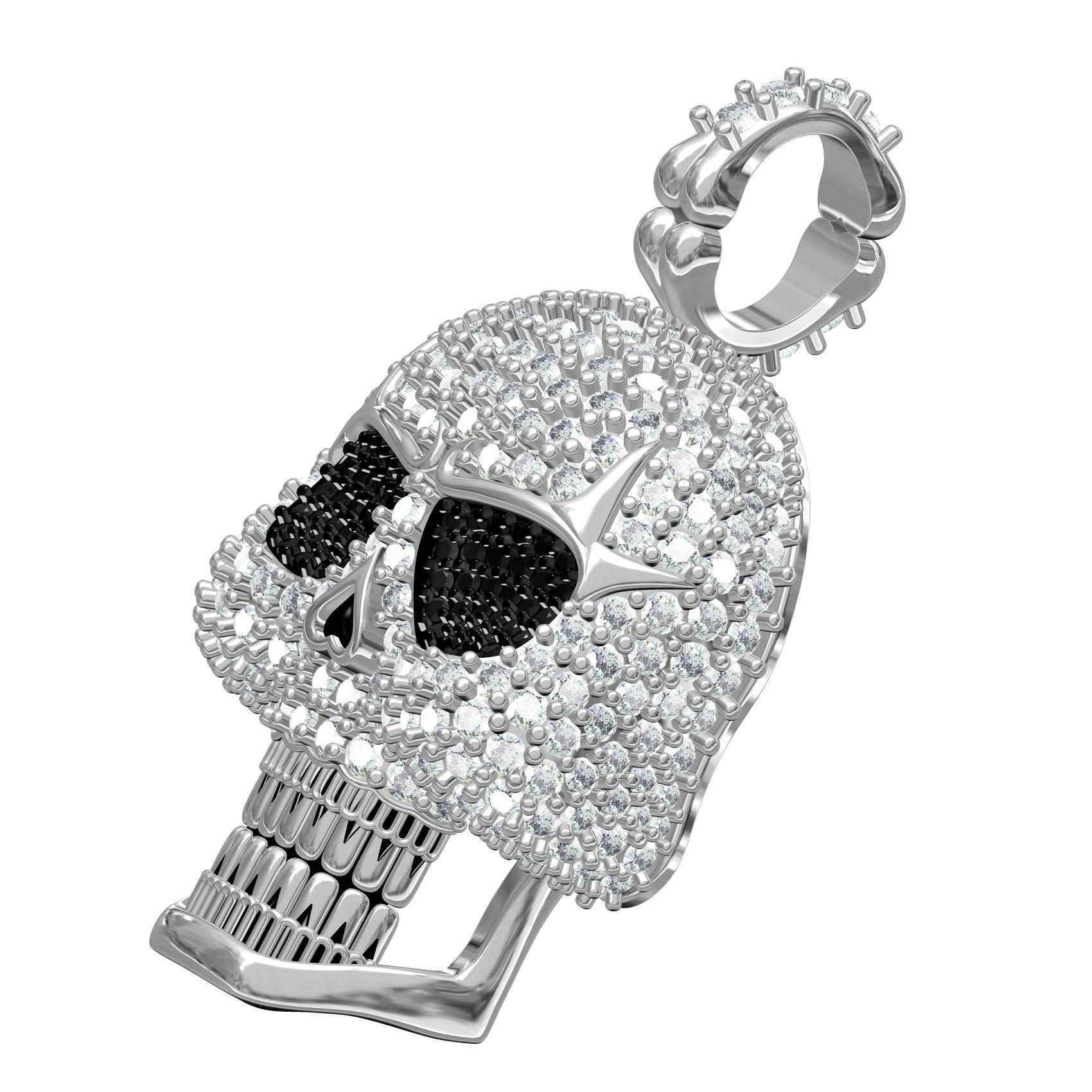 Skull and Bone Iced Diamond Pendant 3D print model_1