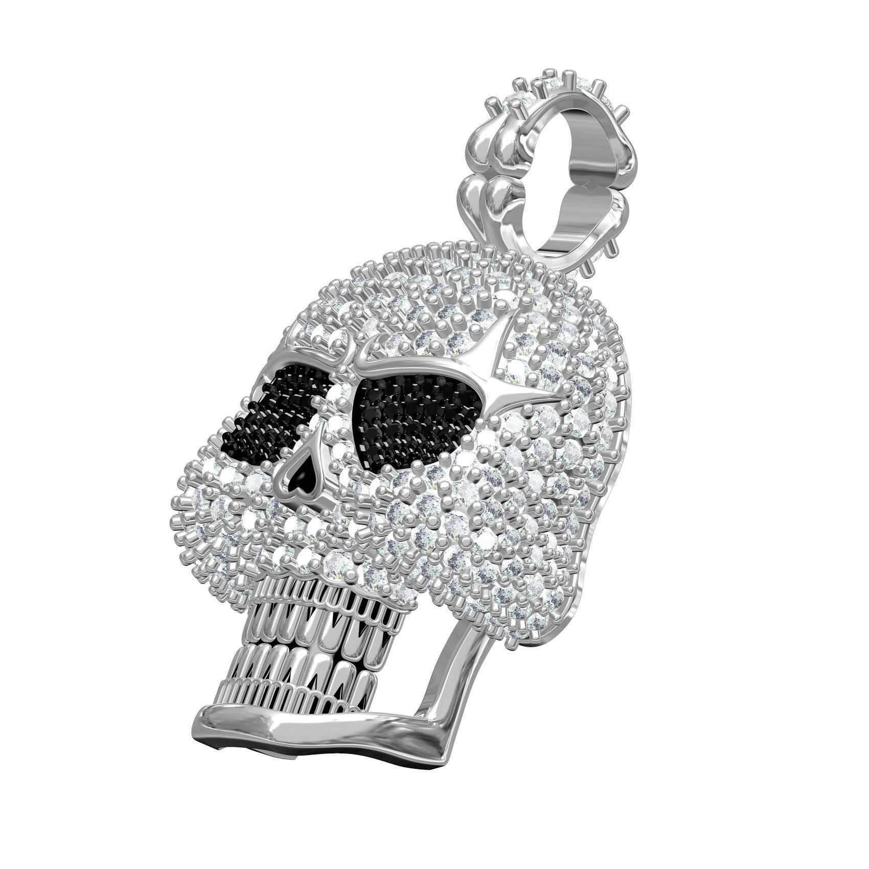 Skull and Bone Iced Diamond Pendant 3D print model_6