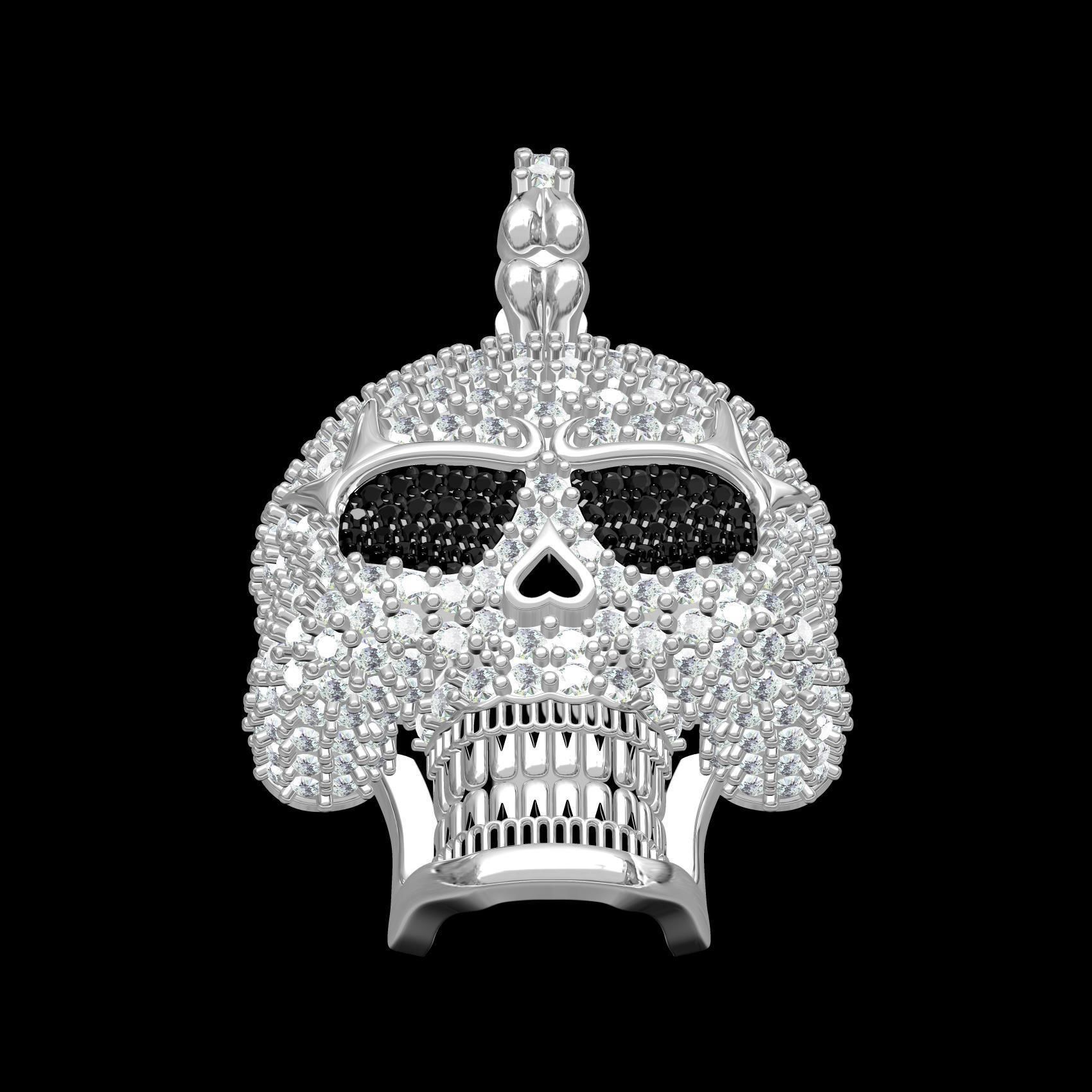 Skull and Bone Iced Diamond Pendant 3D print model_9