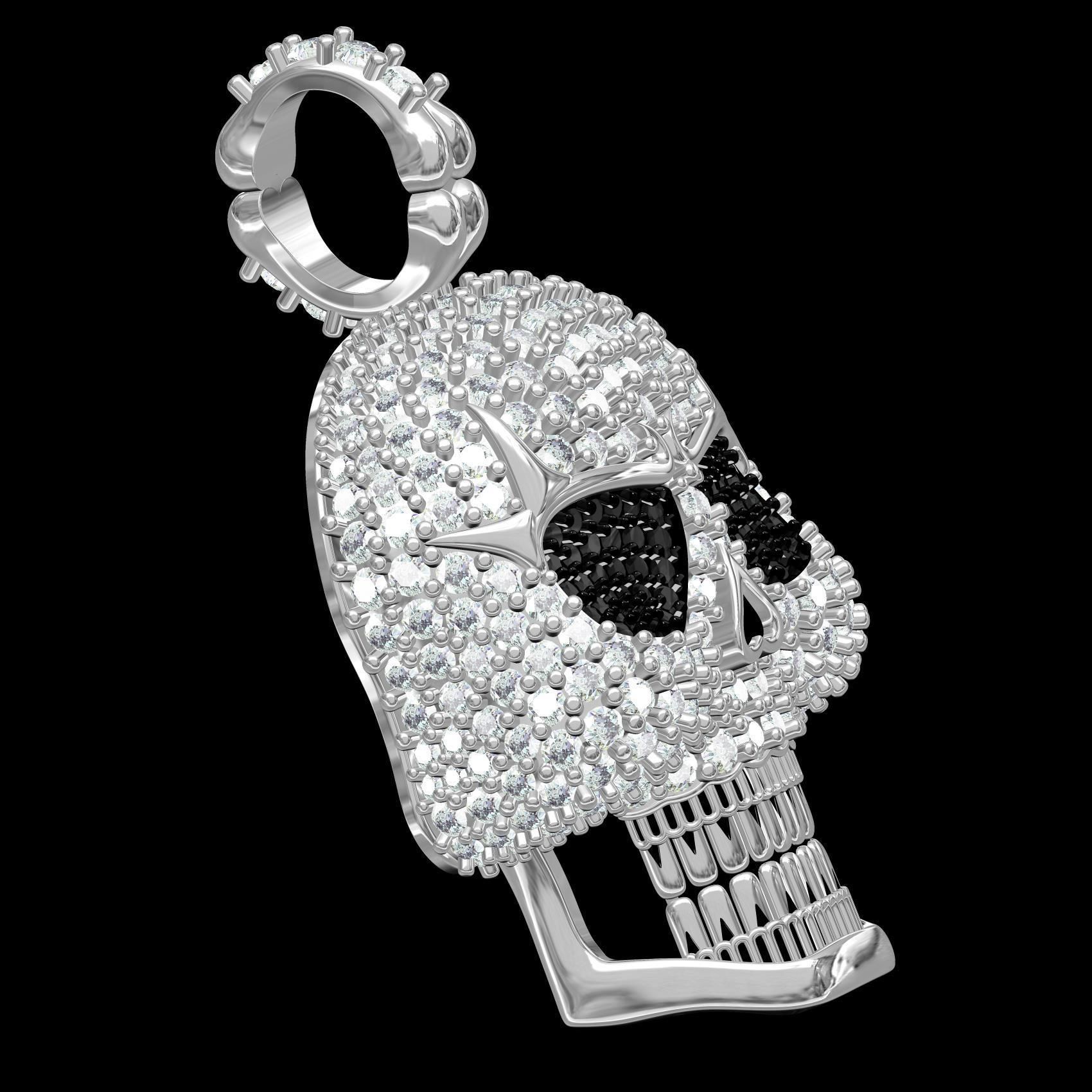 Skull and Bone Iced Diamond Pendant 3D print model_11