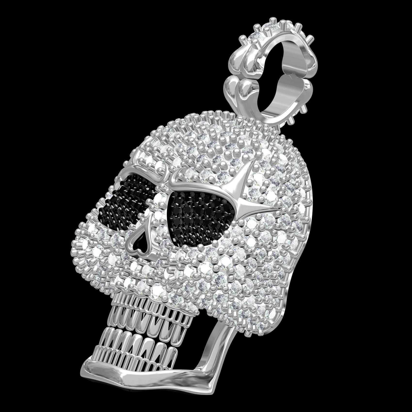 Skull and Bone Iced Diamond Pendant 3D print model_10