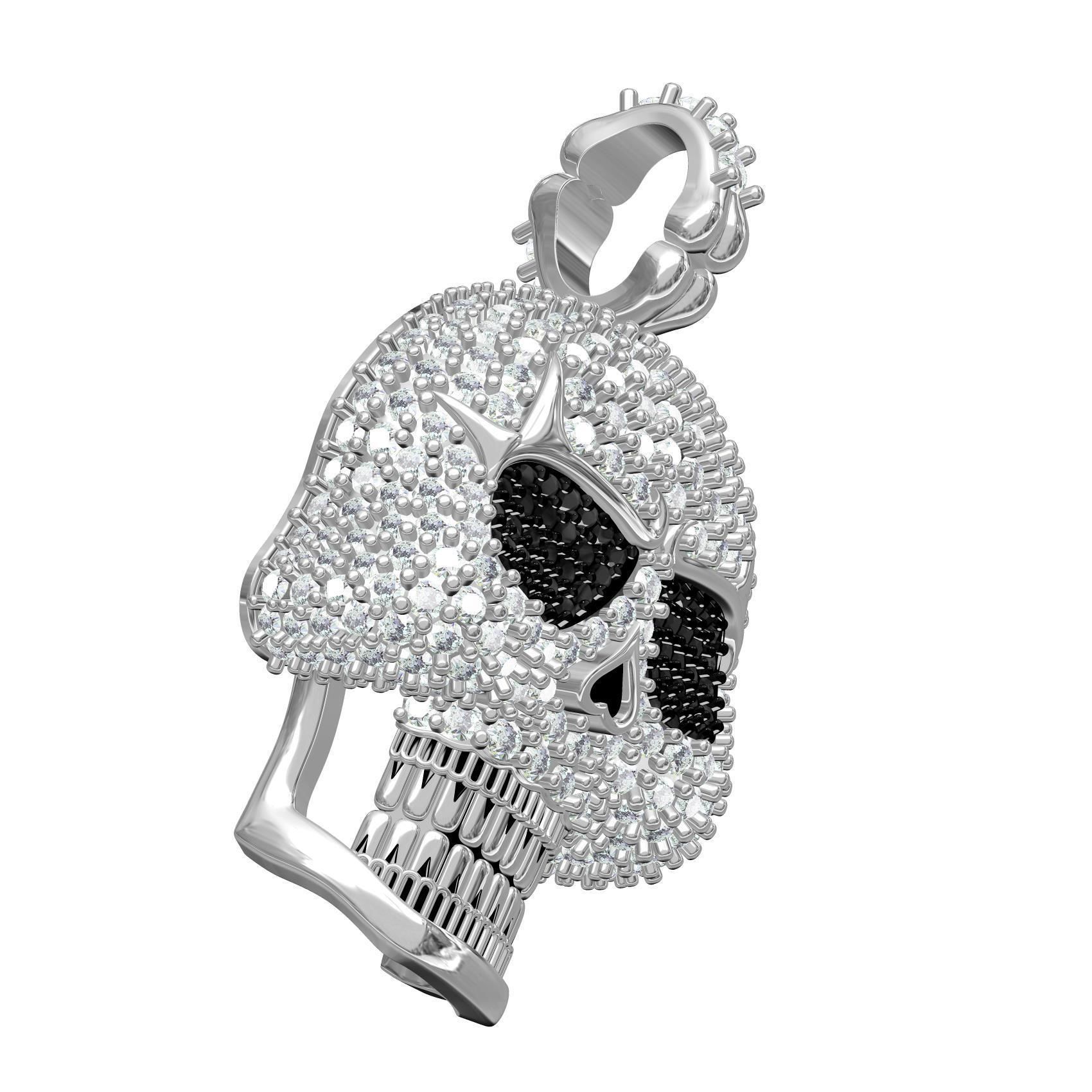 Skull and Bone Iced Diamond Pendant 3D print model_5