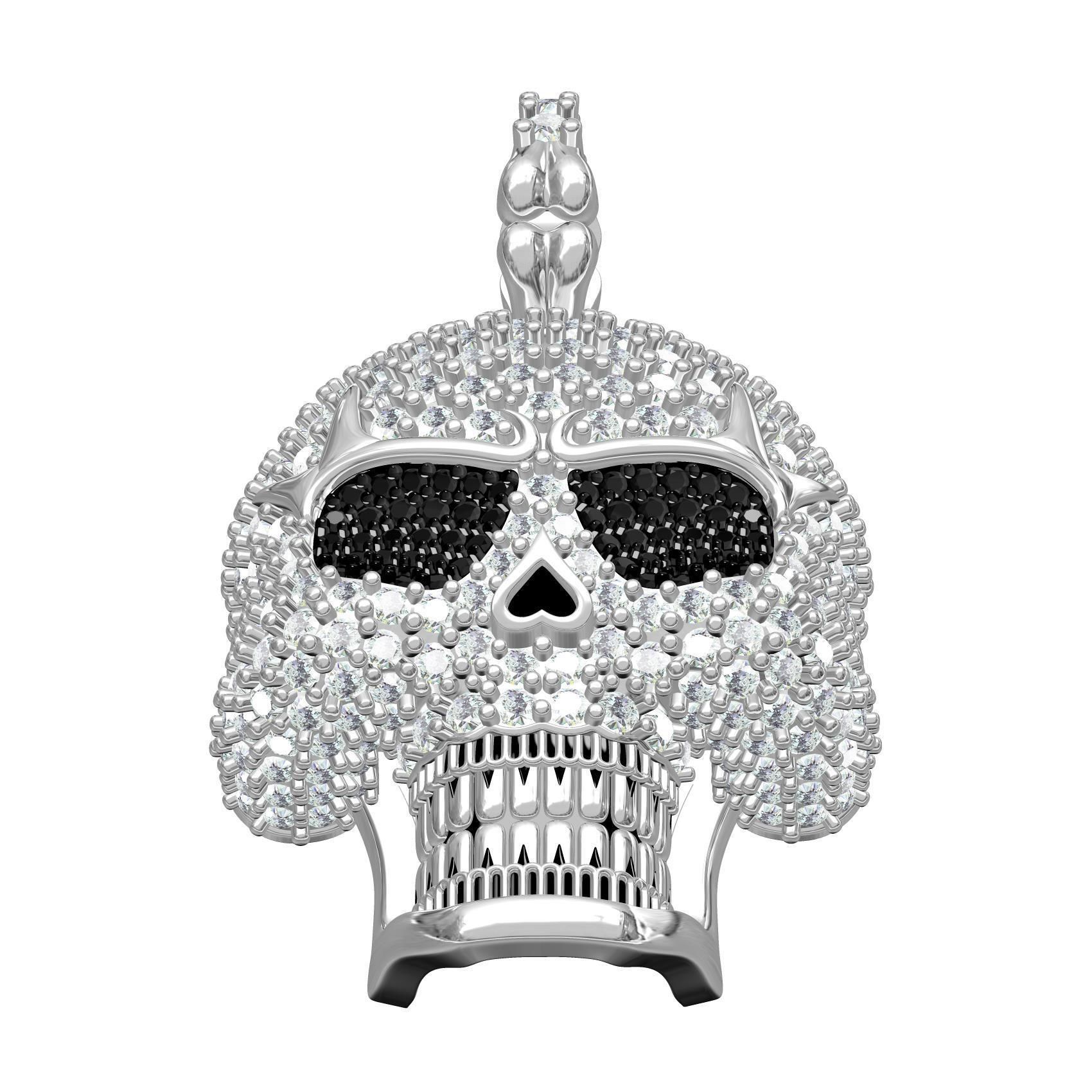 Skull and Bone Iced Diamond Pendant 3D print model_2