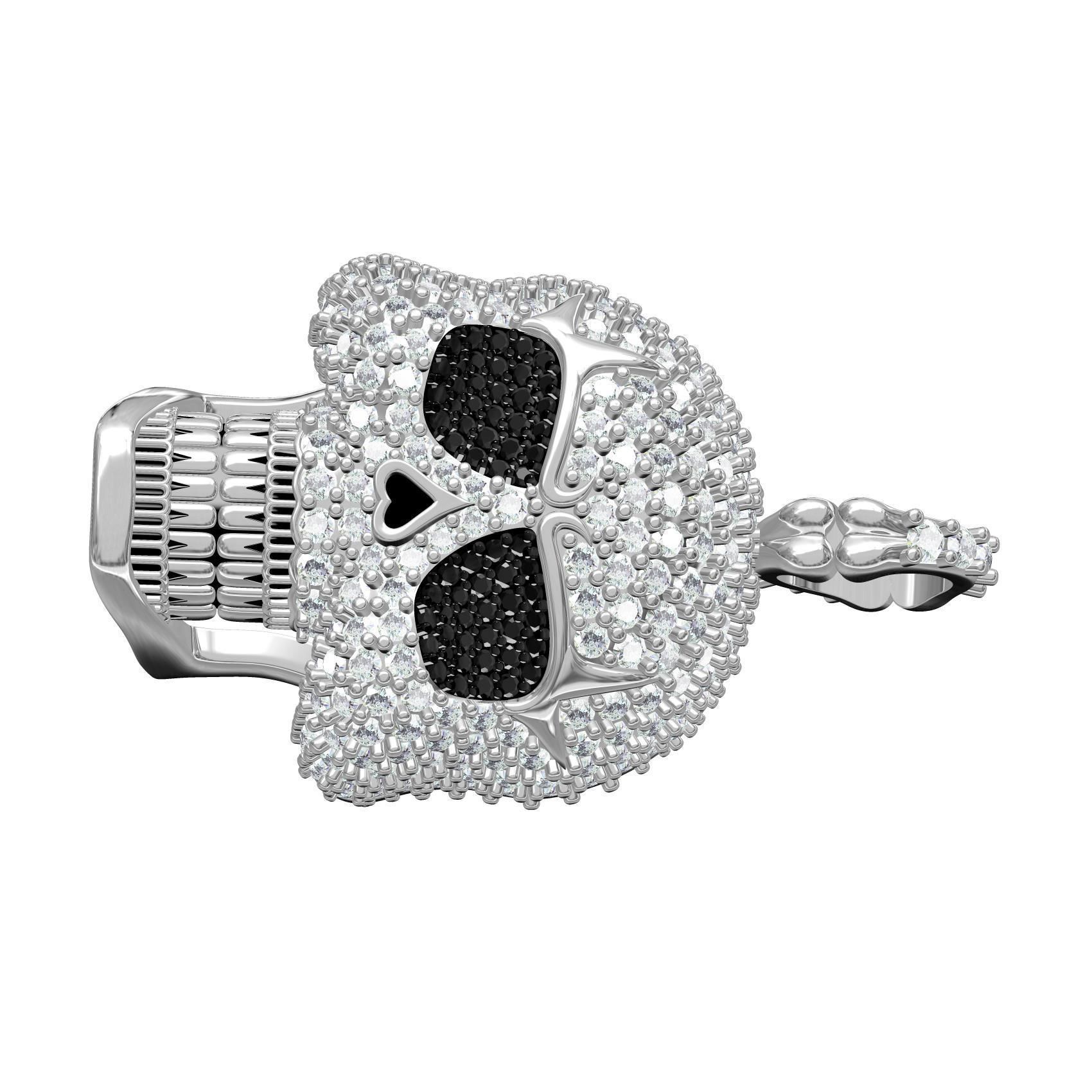Skull and Bone Iced Diamond Pendant 3D print model_7