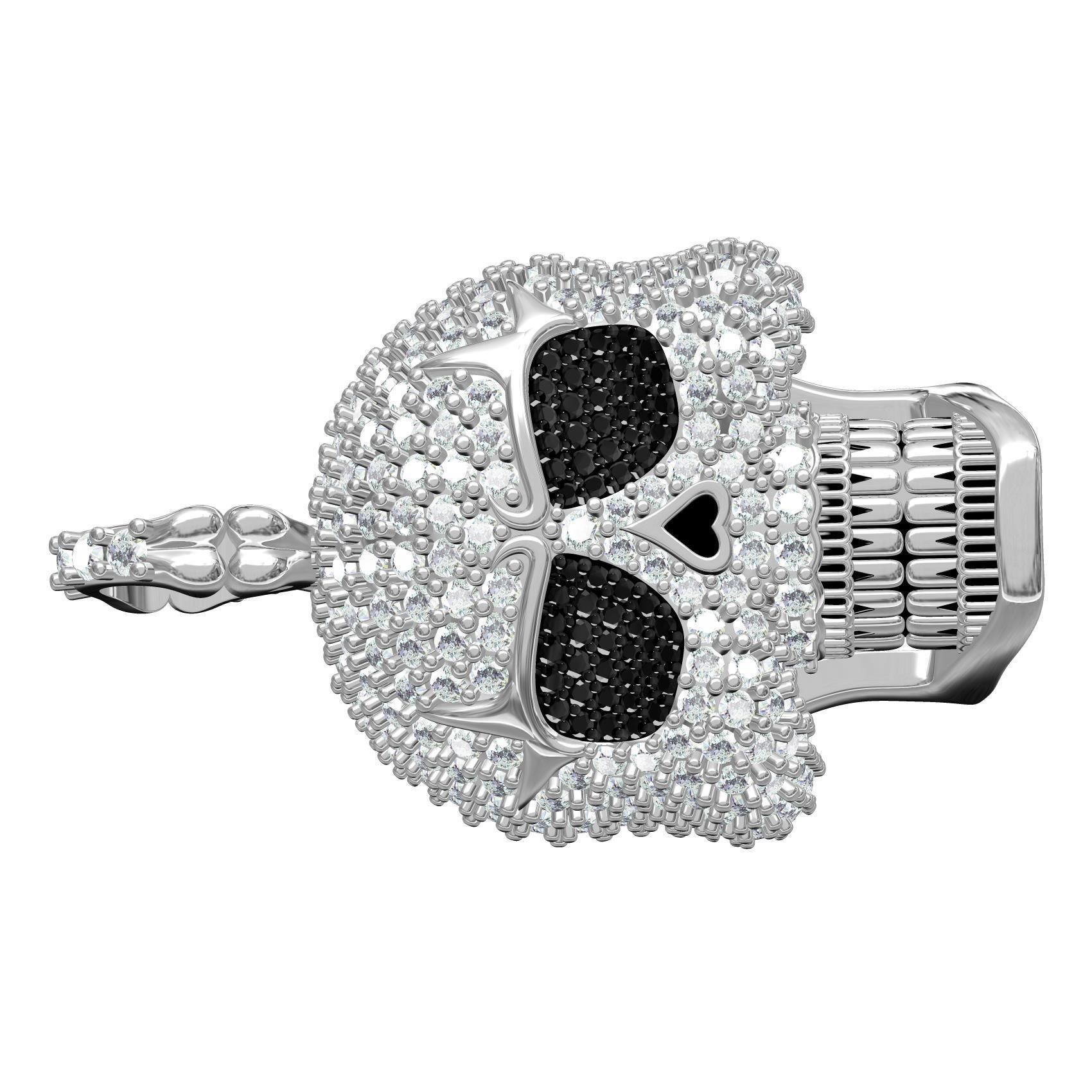 Skull and Bone Iced Diamond Pendant 3D print model_8