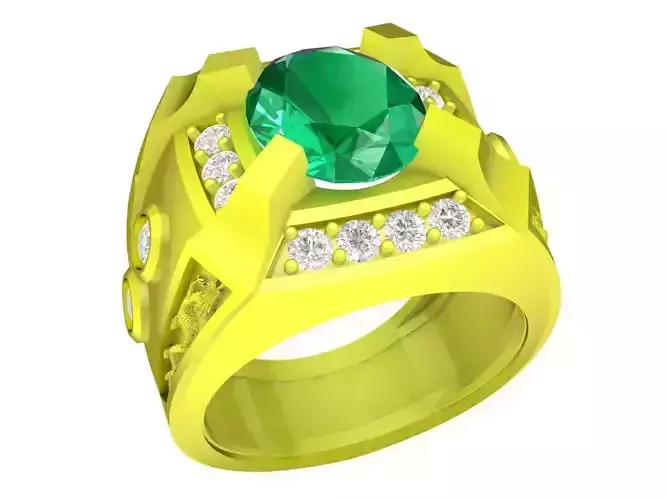 A5392 Asian Luxury Diamond Men Ring 3D Model