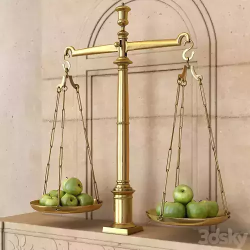 Brass Library Scales and Pedestal
