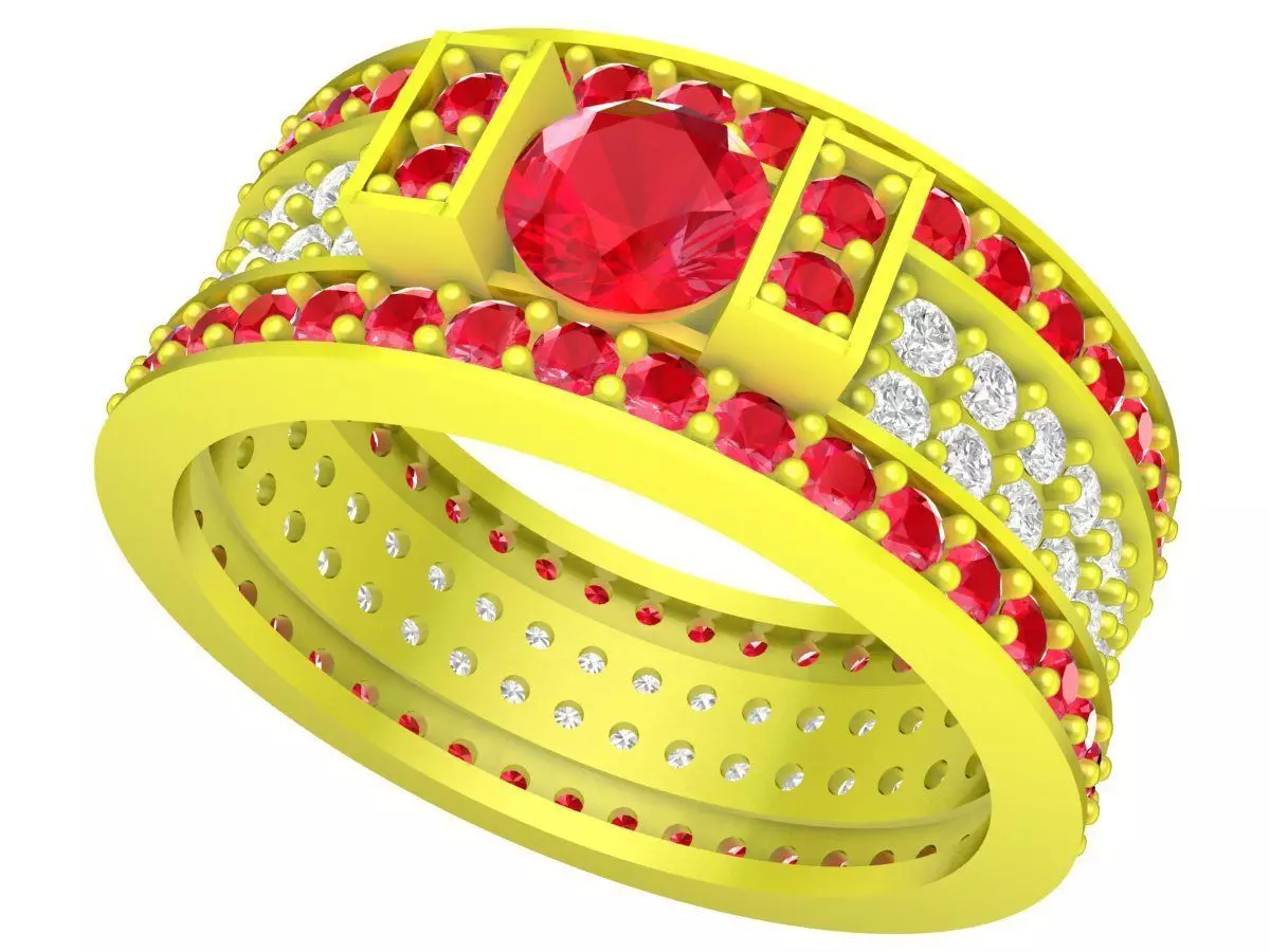 A5393 Asian Diamond Fashion Band Ring For Men 3D Model 3D print model
