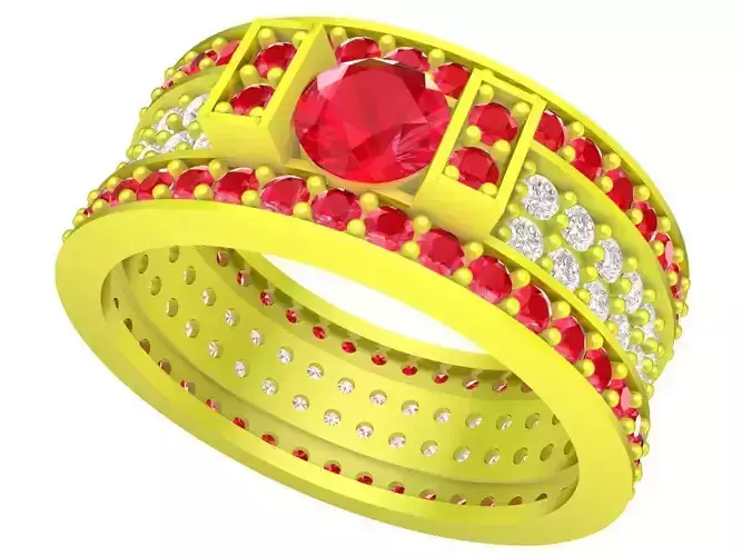 A5393 Asian Diamond Fashion Band Ring For Men 3D Model