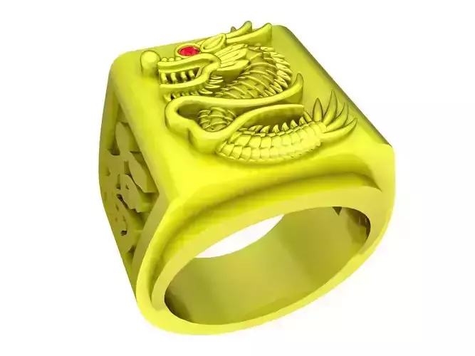 A5396 Fengshui Chinese Dragon Men Ring 3D Model