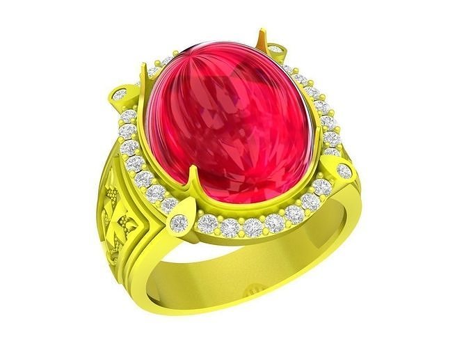 5400 Oval ruby and diamond Fashion Ring for asian men  3D print model