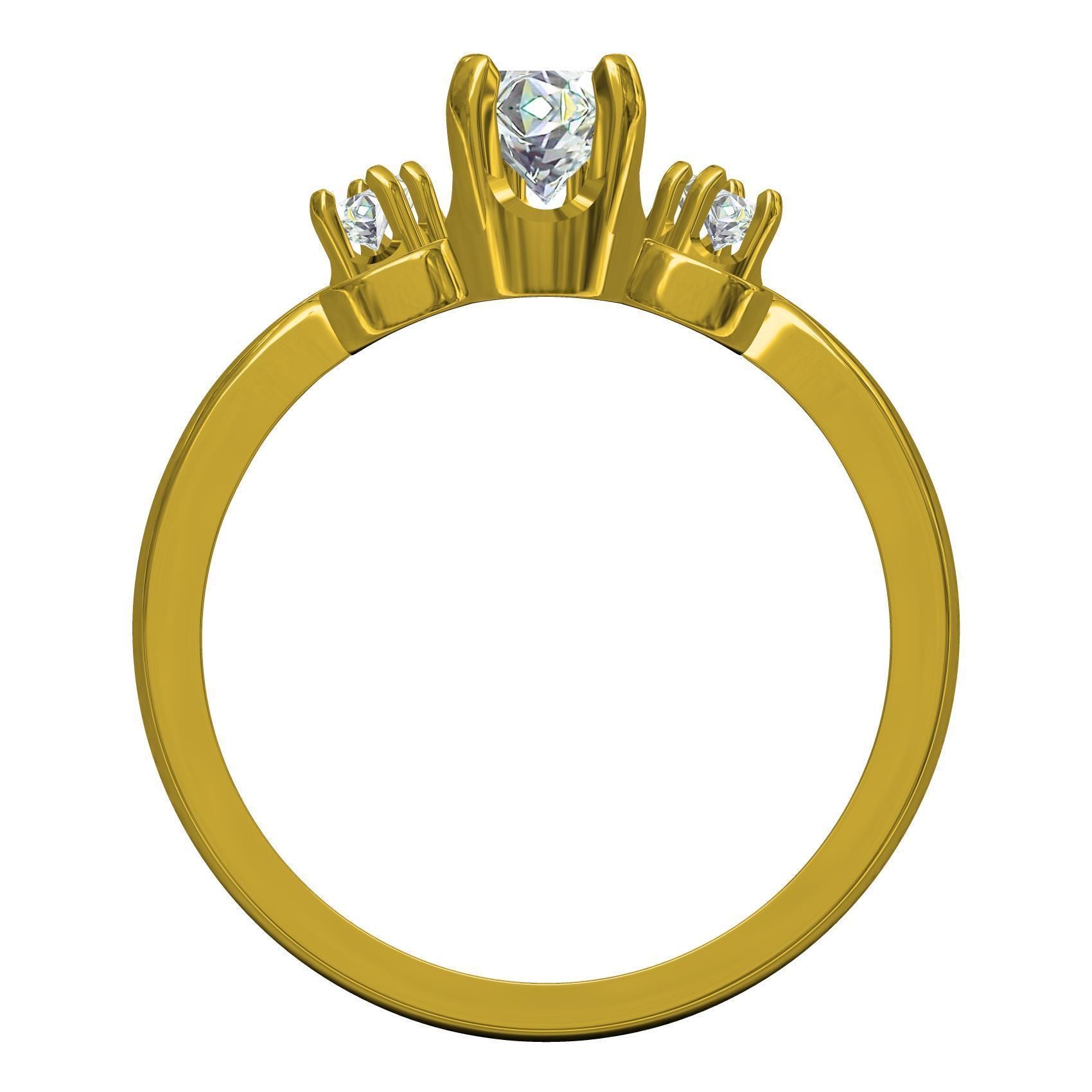 Three Round Diamond Solitaire Wedding Bridal Set 3D print model_5