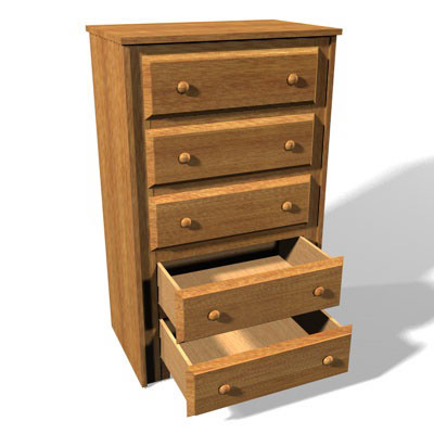 Dresser wooden chest of drawers 3D model_2