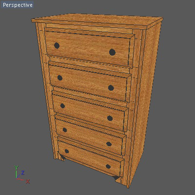 Dresser wooden chest of drawers 3D model_3