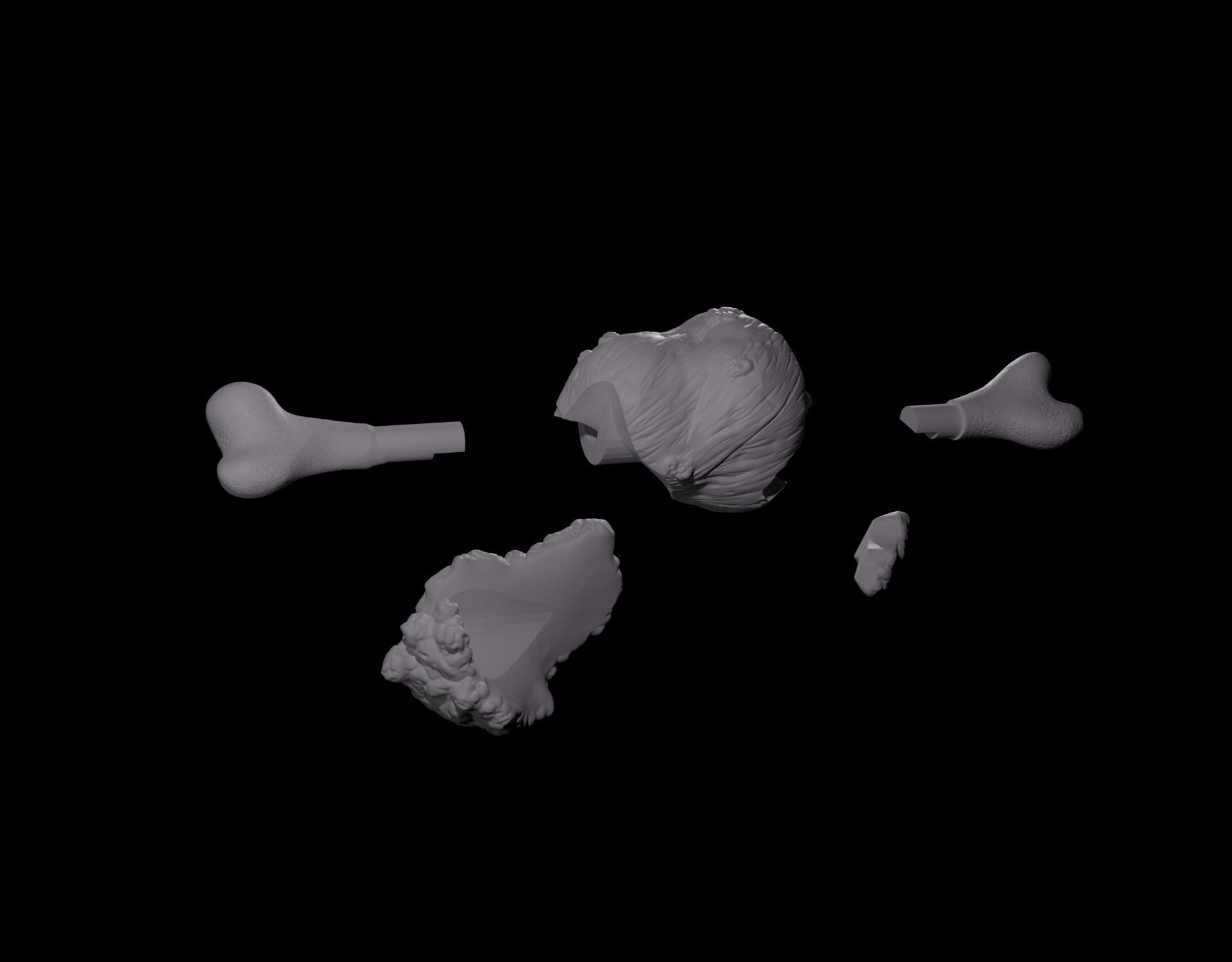Fried Chicken with bone Free 3D print model_4