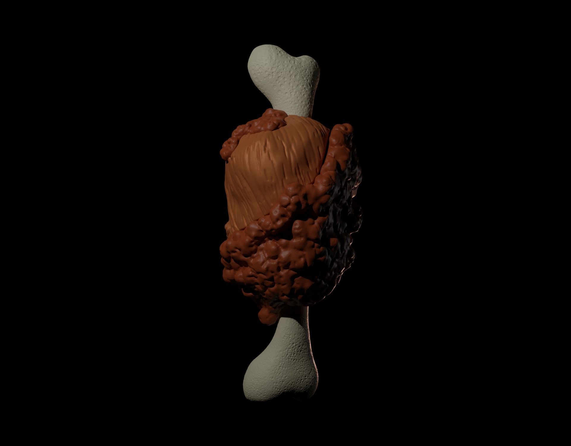 Fried Chicken with bone Free 3D print model_1