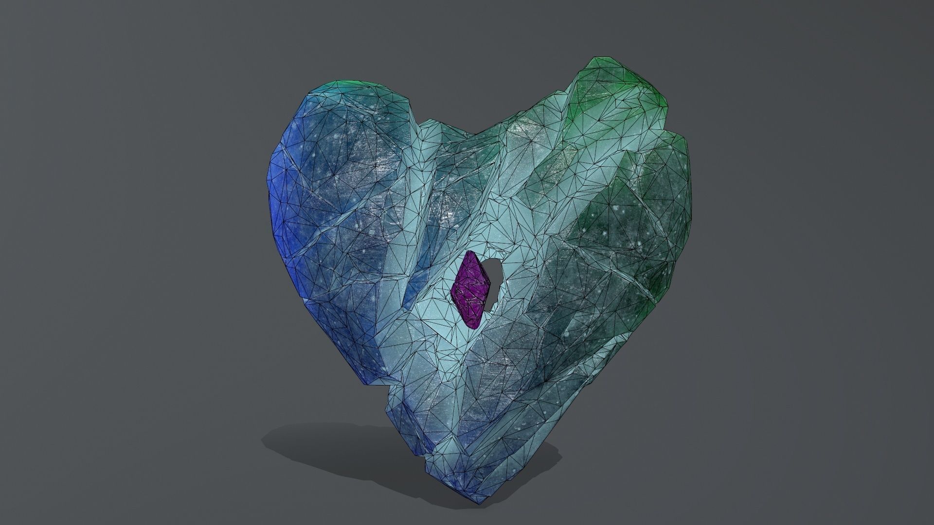 Broken Heart Low-poly 3D model_14