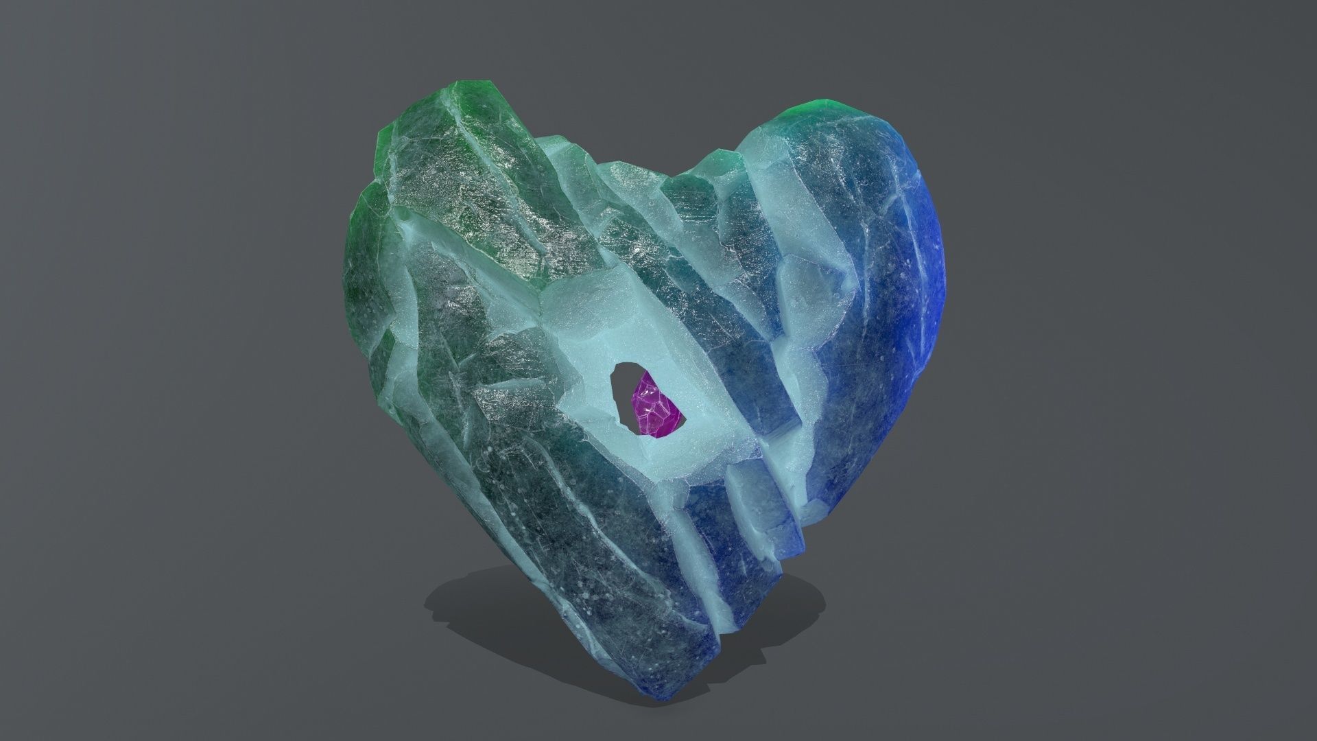Broken Heart Low-poly 3D model_5