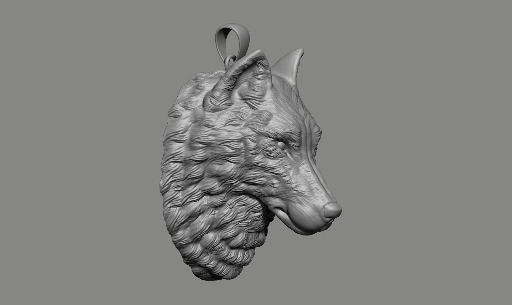Wolf Head Necklace 3D print model_1