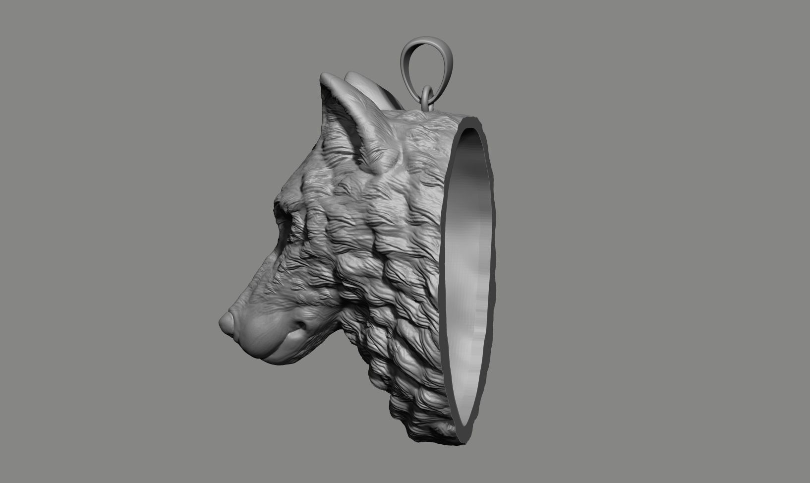 Wolf Head Necklace 3D print model_8