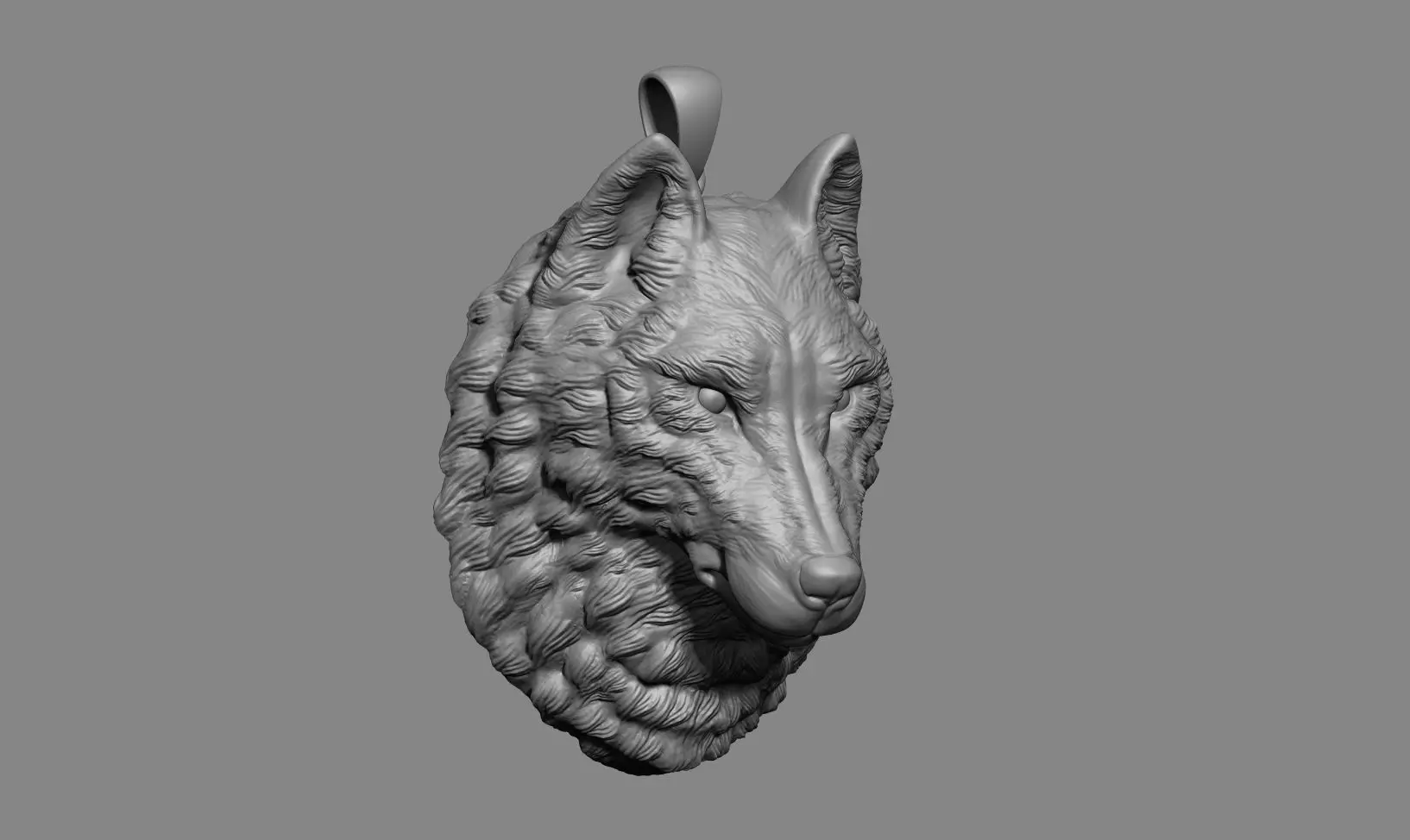 Wolf Head Necklace 3D print model_0