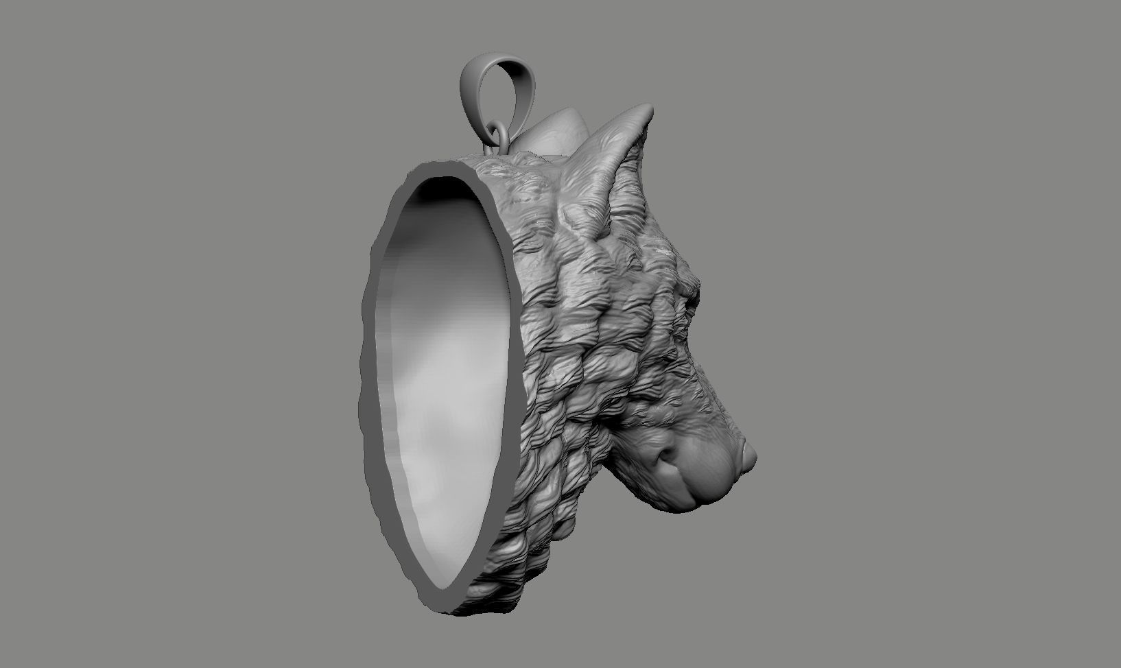 Wolf Head Necklace 3D print model_4