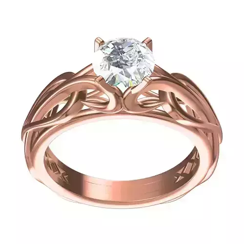 Antique Single Diamond Celtic Bridal Wedding Ring