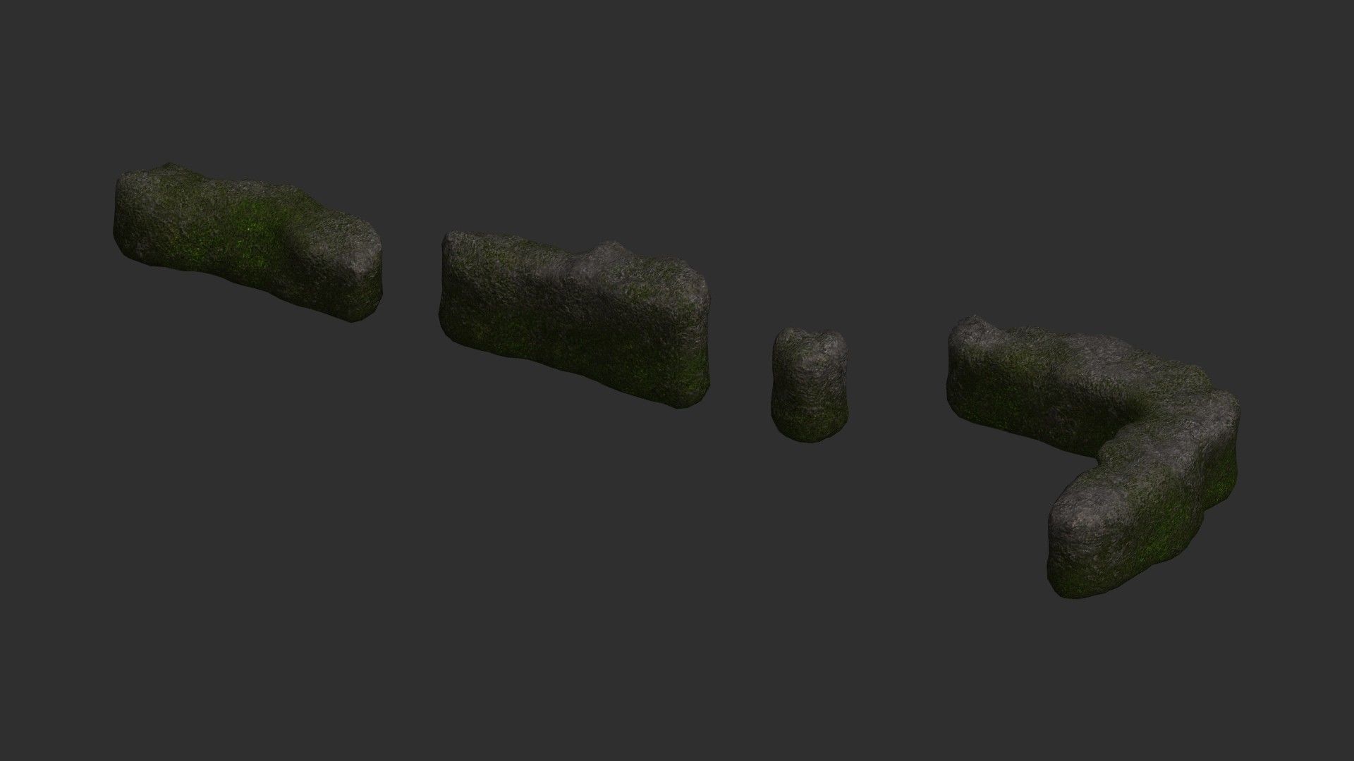 Cave Walls 4 - Moss 1 Low-poly 3D model_5