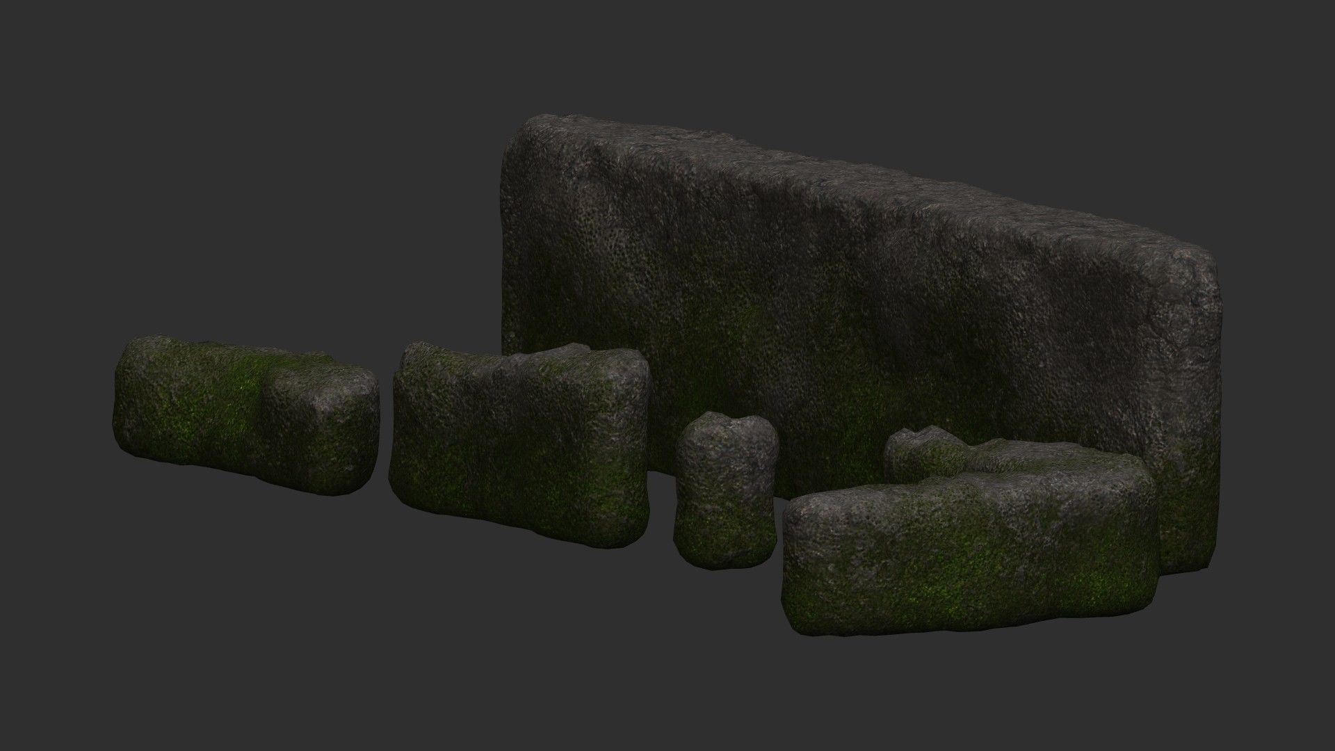 Cave Walls 4 - Moss 1 Low-poly 3D model_1