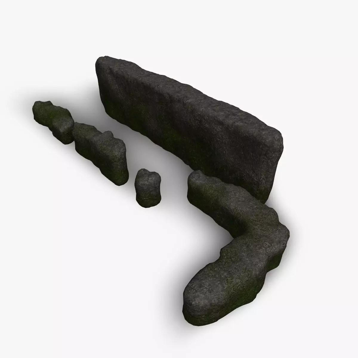 Cave Walls 4 - Moss 1 Low-poly 3D model_0