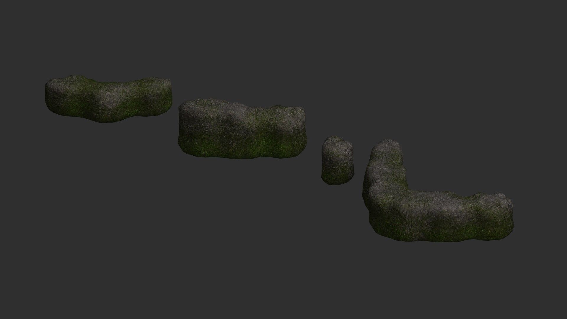 Cave Walls 4 - Moss 1 Low-poly 3D model_7