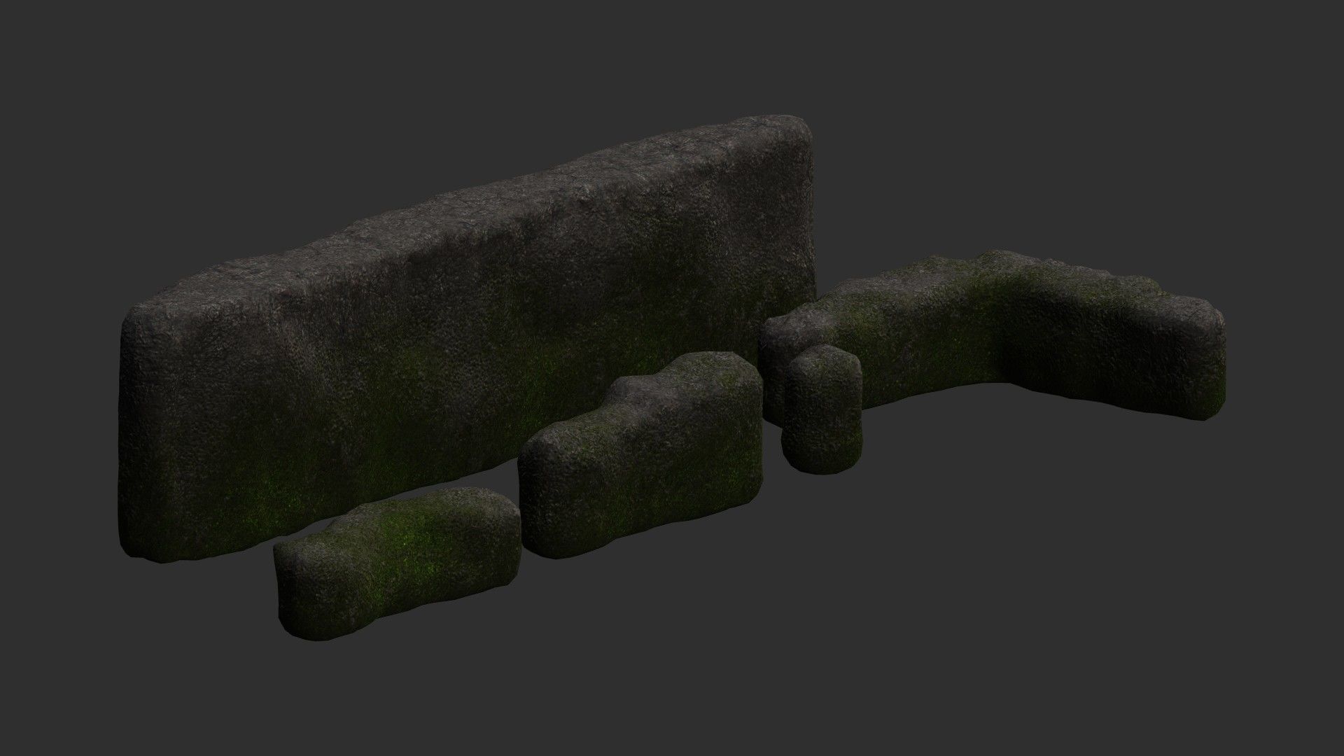 Cave Walls 4 - Moss 1 Low-poly 3D model_9