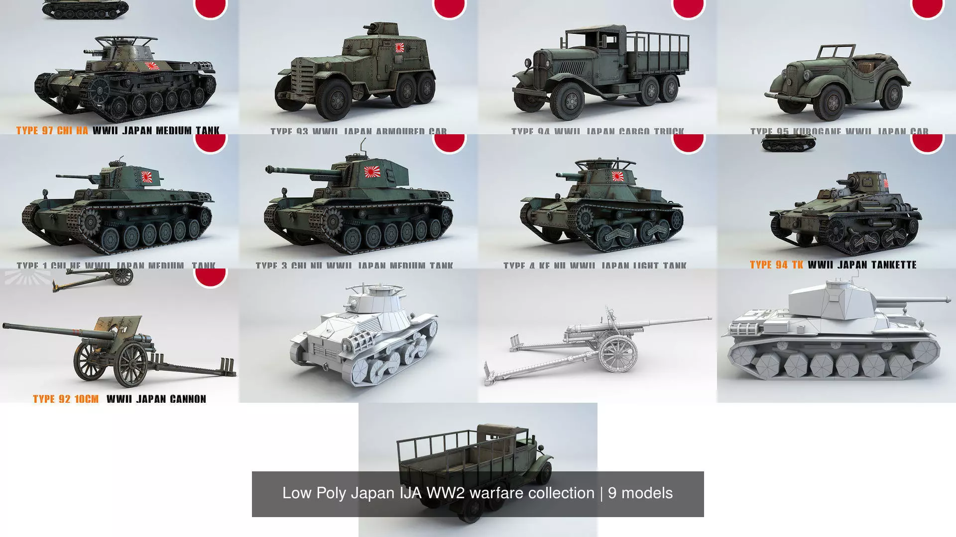 Low Poly Japan IJA WW2 warfare collection _0