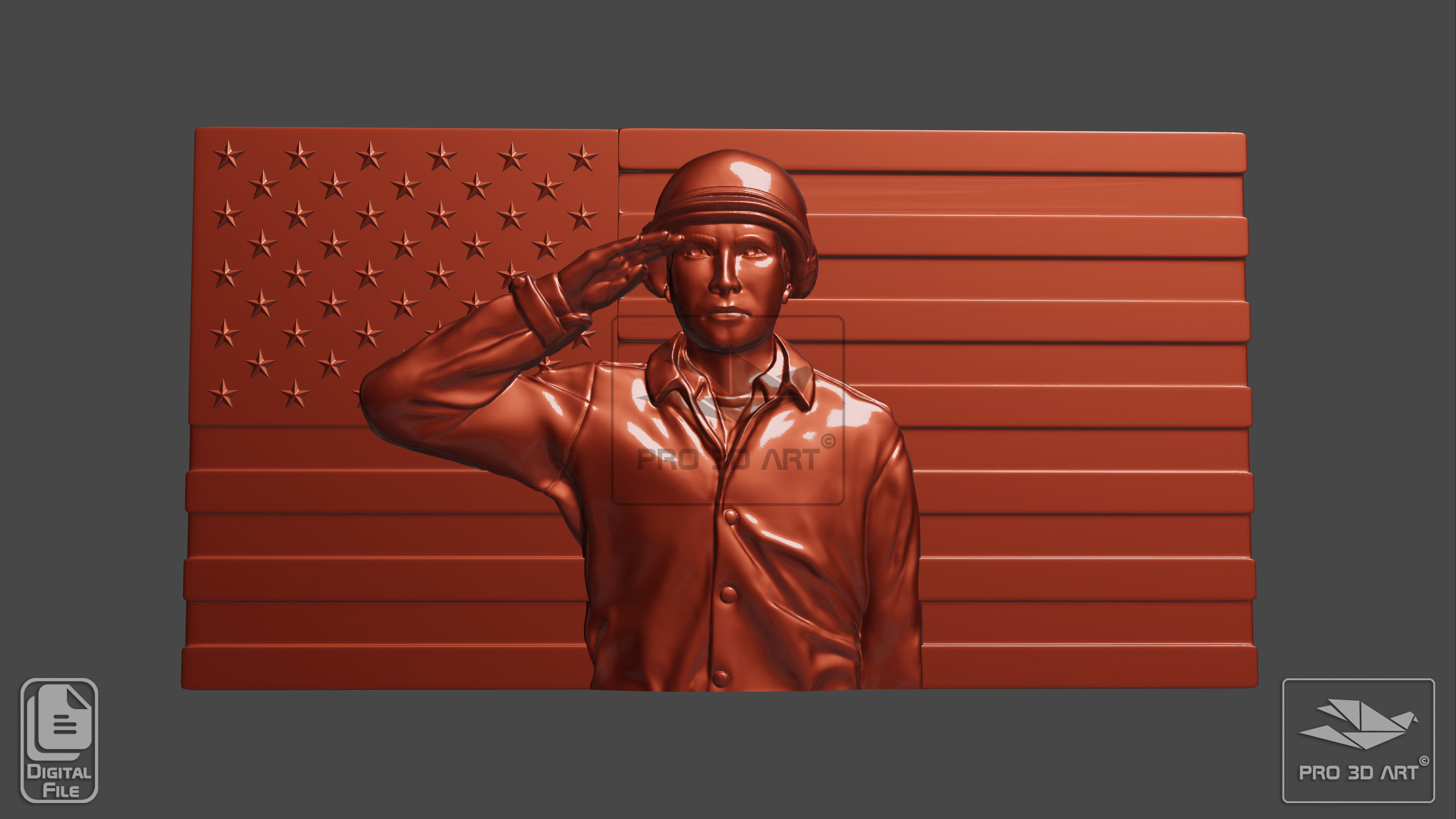 USA Flag - Soldier - CNC Files For Wood - 3D STL Model  3D model_1